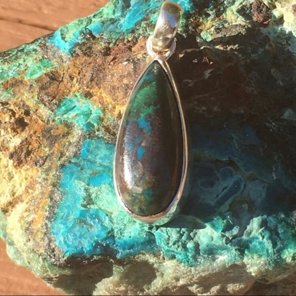 📿 Chrysocolla Chrysacolla Silver Pendant - Picture 3 of 4